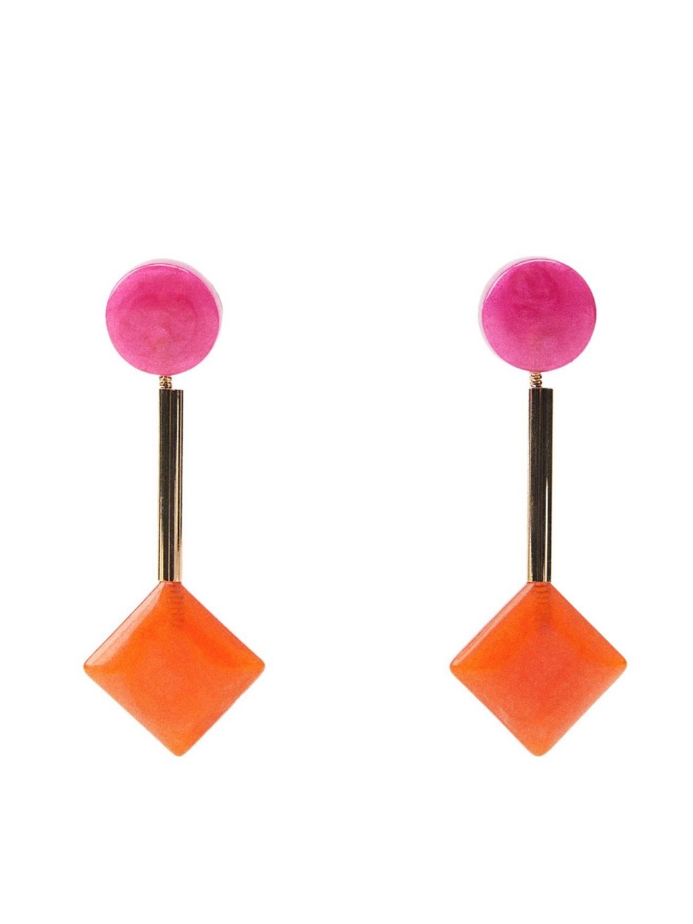 Zara Pink and Orange Geometric Drop Earrings